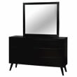 FOA Belkor 4pc Black Wood Bedroom Set - Cal King+Nightstand+Dresser+Mirror