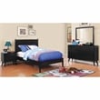 FOA Belkor 4pc Black Wood Bedroom Set - King + 1Nightstand + 1Dresser +1Mirror