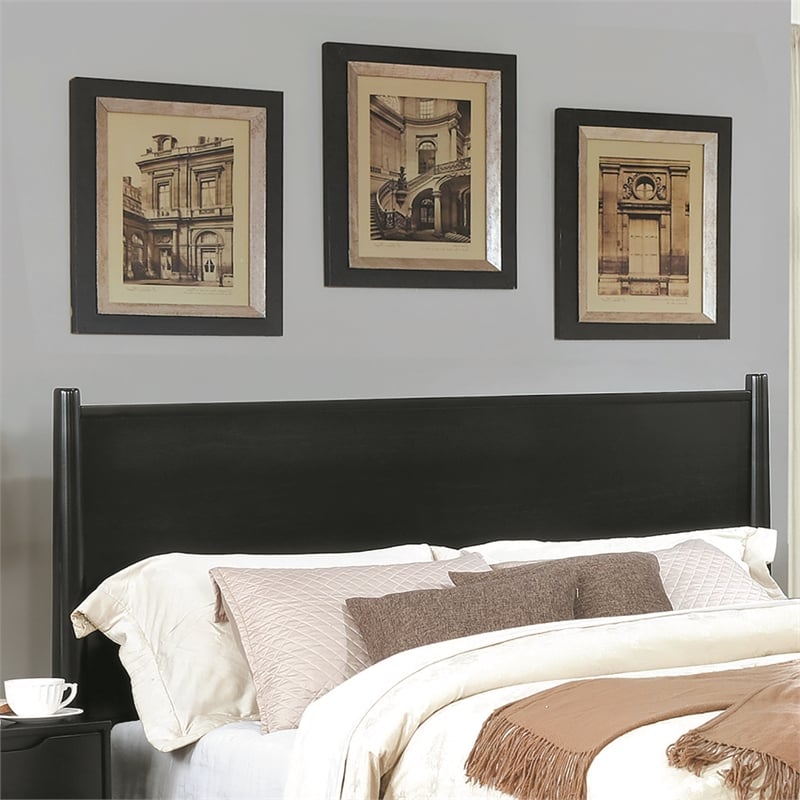 FOA Belkor 4pc Black Wood Bedroom Set - King + 1Nightstand + 1Dresser +1Mirror