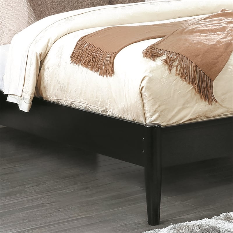 FOA Belkor 4pc Black Wood Bedroom Set - King + 1Nightstand + 1Dresser +1Mirror