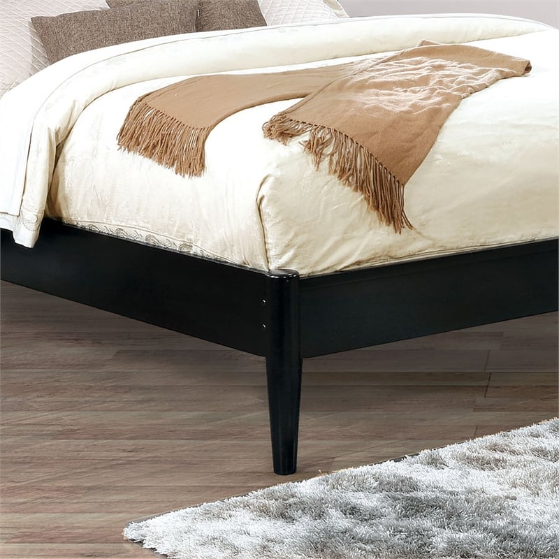 FOA Belkor 4pc Black Wood Bedroom Set - Queen+Nightstand+Dresser+Mirror