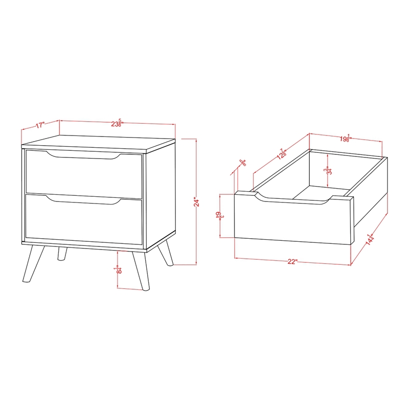 FOA Belkor 4pc White Wood Bedroom Set - King+Nightstand+Dresser+Mirror