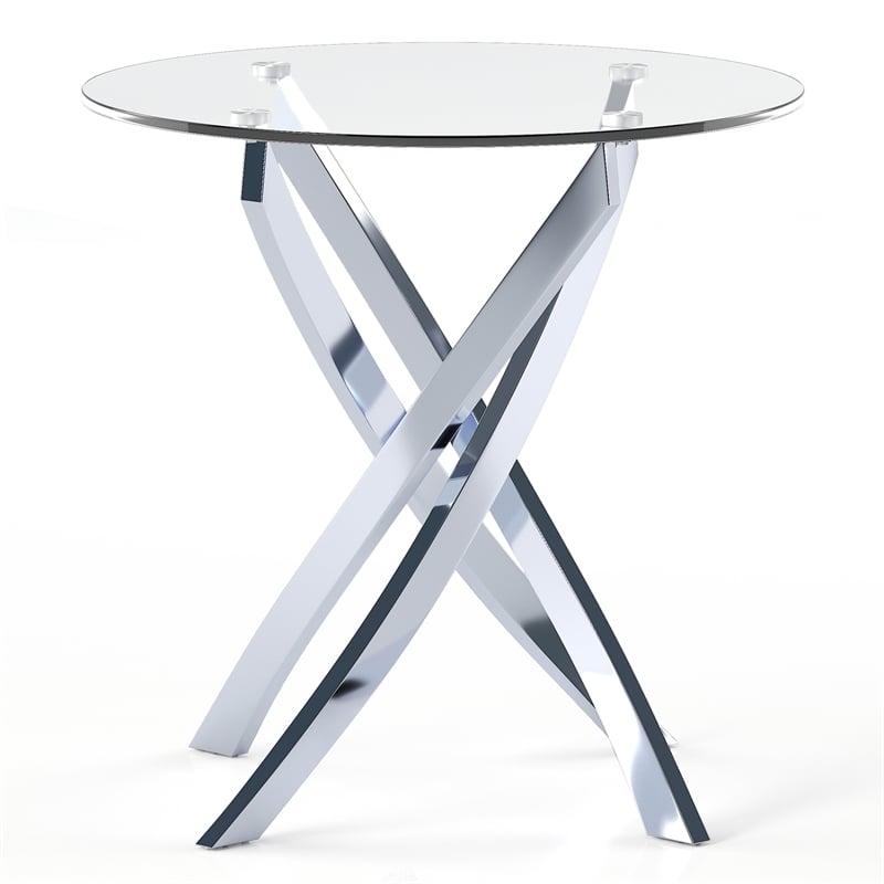 Furniture of America Cheatham Contemporary Glass Top End Table in Chrome