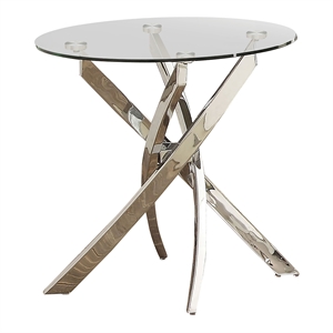 furniture of america cheatham contemporary glass top end table in chrome