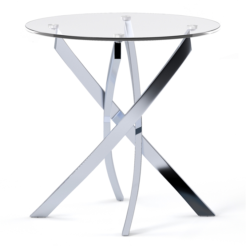 Furniture of America Cheatham Contemporary Glass Top End Table in Chrome