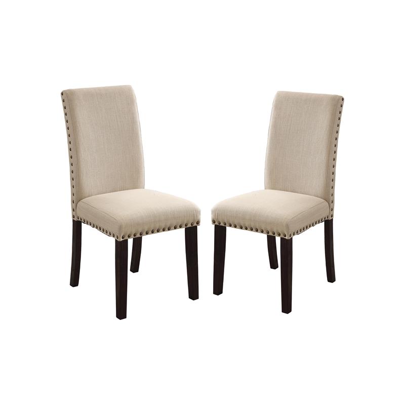 Ivory Fabric Dining Chairs On Up, Fabric Nailhead Dining Chairs