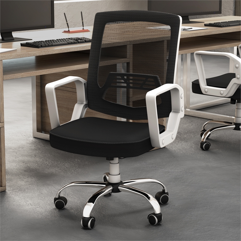 Furniture of America Zeneth Metal Ergonomic Office Chair in Black and White