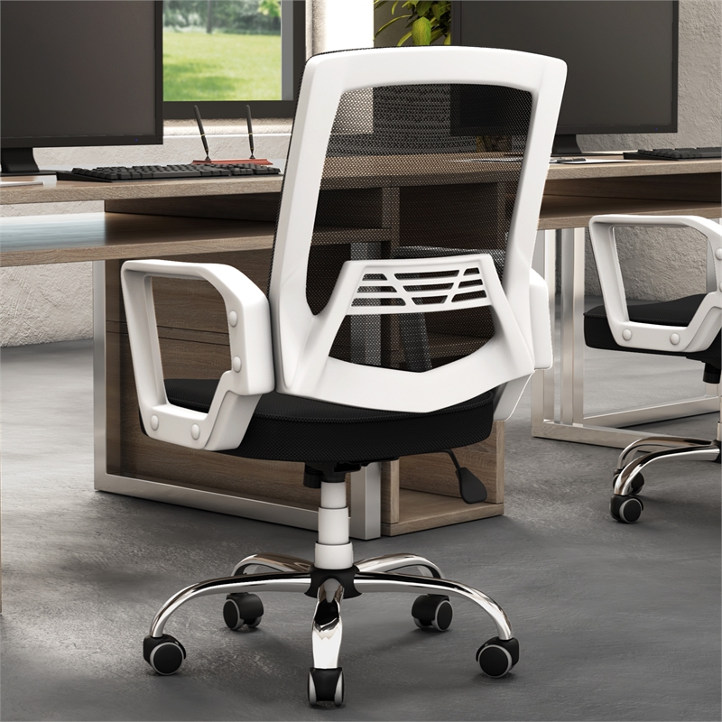 Furniture of America Zeneth Metal Ergonomic Office Chair in Black and White