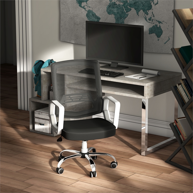 Furniture of America Zeneth Metal Ergonomic Office Chair in Black and White