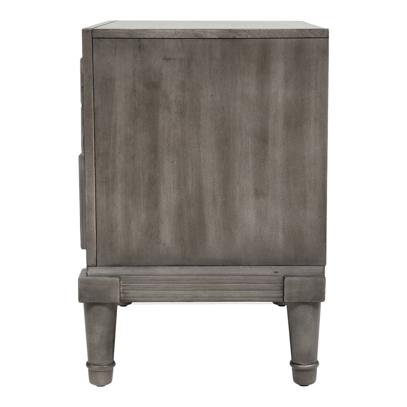 FOA Cartagena 2pc Gray Solid Wood Bedroom Set- Cal King + 1 Nightstand