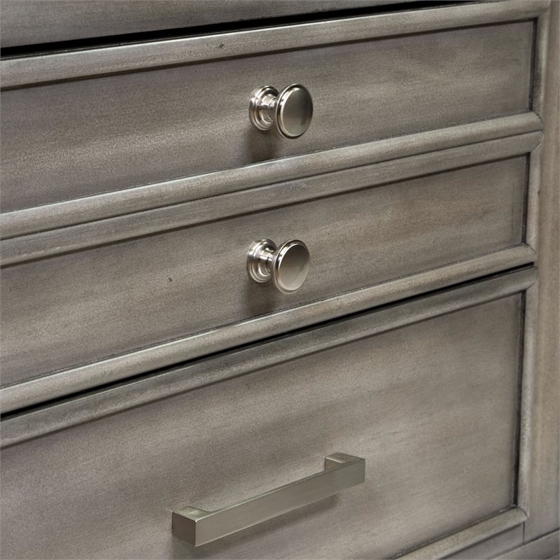 FOA Cartagena 2pc Gray Solid Wood Bedroom Set- Cal King + 1 Nightstand