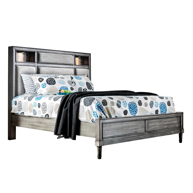 FOA Cartagena 3pc Gray Solid Wood Bedroom Set- Cal King + Nightstand + Chest
