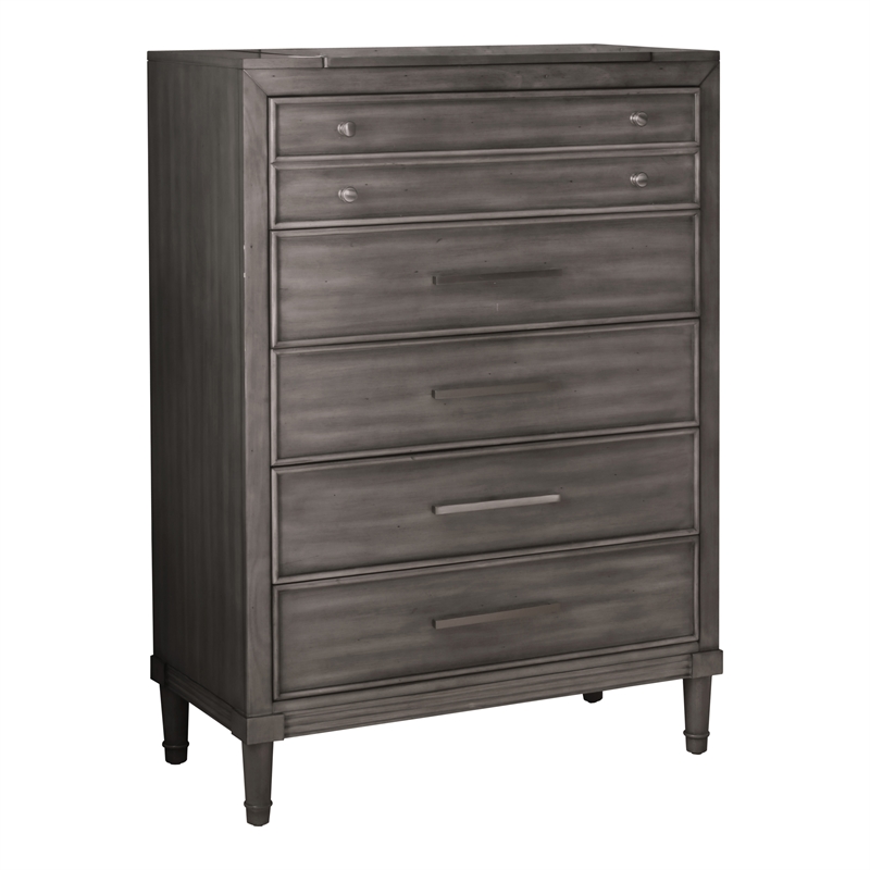 FOA Cartagena 3pc Gray Solid Wood Bedroom Set- Cal King + Nightstand + Chest