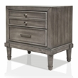 FOA Cartagena 3pc Gray Solid Wood Bedroom Set- Cal King + Nightstand + Chest