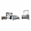 FOA Cartagena 4pc Gray Solid Wood Bedroom Set-Cal King+Nightstand+Dresser+Mirror