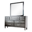 FOA Cartagena 4pc Gray Solid Wood Bedroom Set-Cal King+Nightstand+Dresser+Mirror