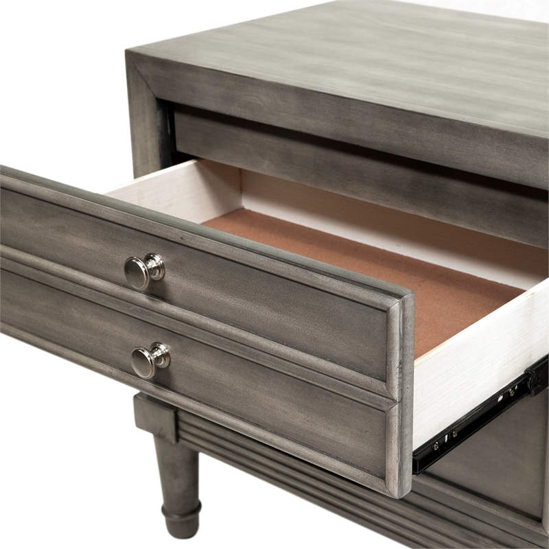FOA Cartagena 4pc Gray Solid Wood Bedroom Set-Cal King+Nightstand+Dresser+Mirror