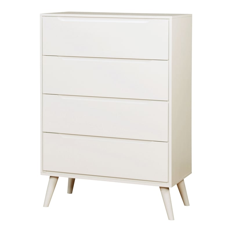 FOA Belkor 3-Piece White Solid Wood Bedroom Set - King + Nightstand + Chest