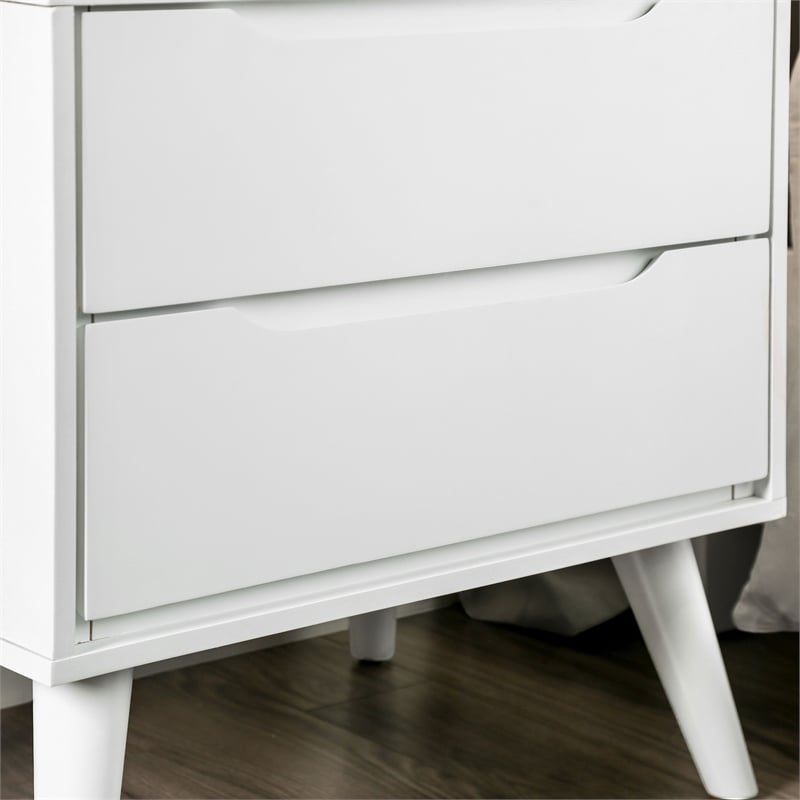 FOA Belkor 3-Piece White Solid Wood Bedroom Set - King + Nightstand + Chest