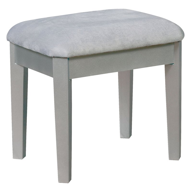Furniture of America Buete Contemporary Wood 3-Piece Vanity Set in Silver