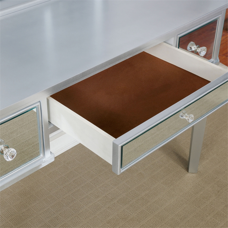 Furniture of America Buete Contemporary Wood 3-Piece Vanity Set in Silver