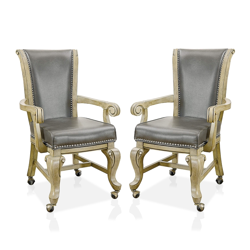 Furniture of America Enschede Faux Leather Gaming Chair in Gray (Set of 2)