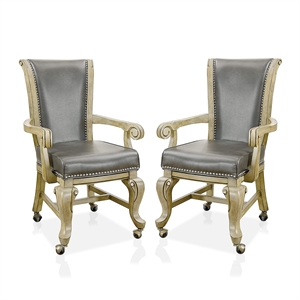 Furniture of America Enschede Faux Leather Gaming Chair in Gray (Set of 2)