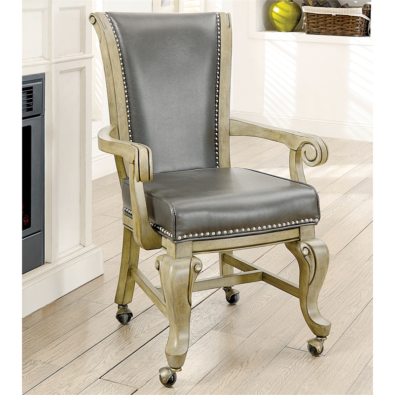 Furniture of America Enschede Faux Leather Gaming Chair in Gray (Set of 2)