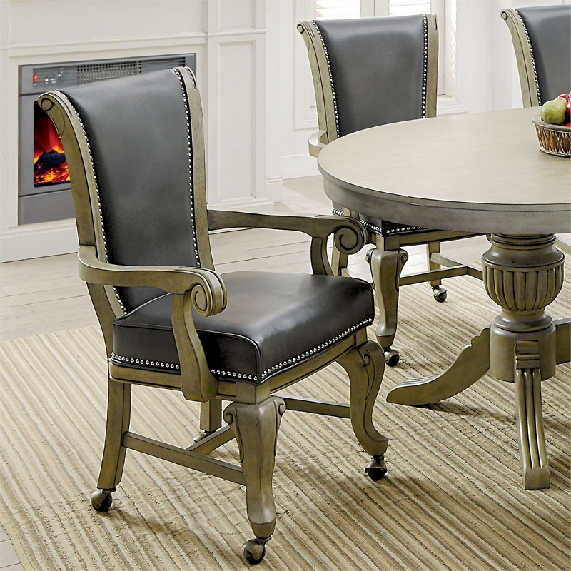 Furniture of America Enschede Faux Leather Gaming Chair in Gray (Set of 2)