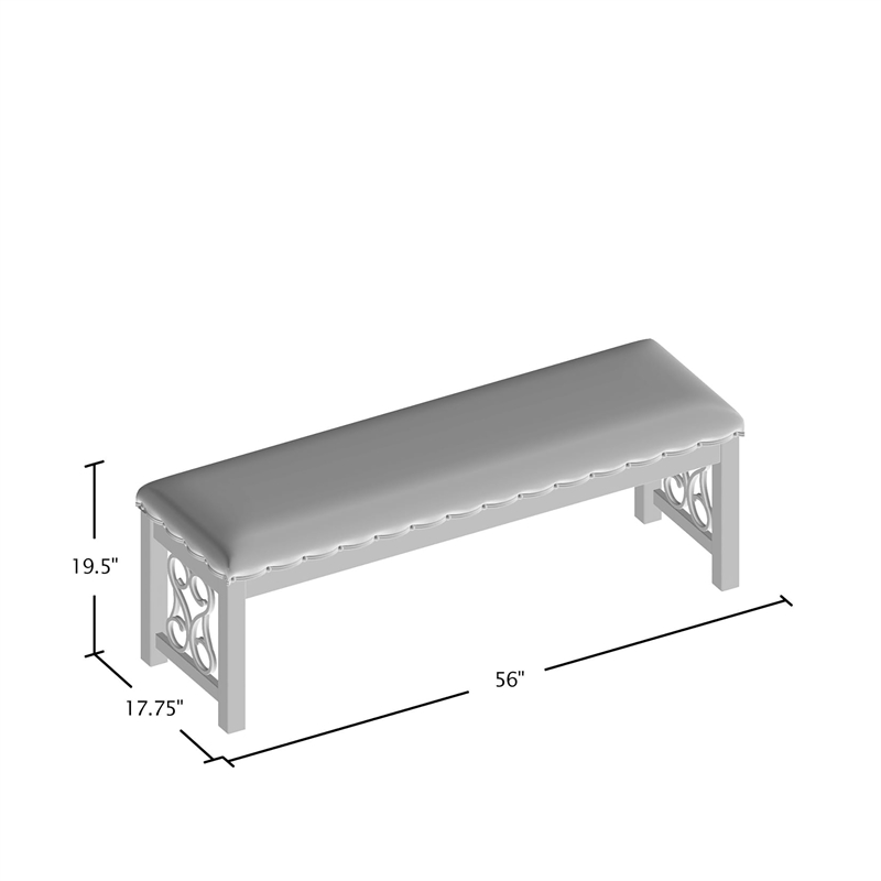 Furniture of America Arlyne Faux Leather Padded Dining Bench in Rustic Walnut