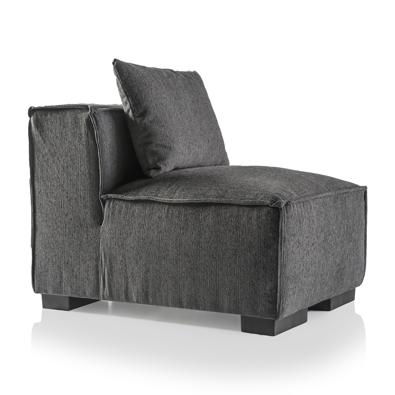 Furniture of America Alpina Transitional Chenille Armless Chair in Gray