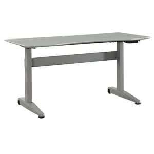 Furniture of America Glenda Metal Adjustable Long Standing Desk in Gray
