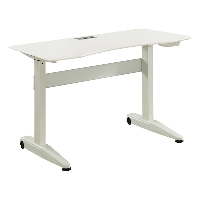 Furniture of America Glenda Metal Adjustable Long Standing Desk in White