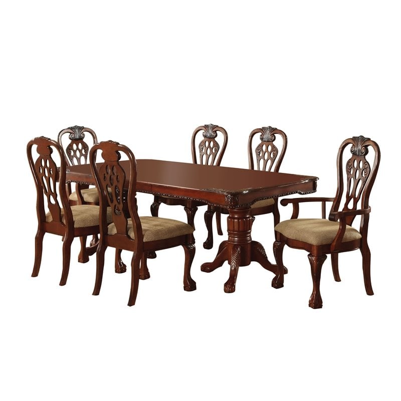 Furniture Of America Bellaire 7 Piece, Antique Cherry Wood Dining Room Sets