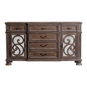 Furniture of America Clyde Wood 6-Drawer Buffet Server in Rustic Natural Tone