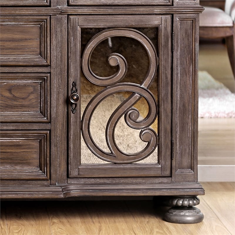 Furniture of America Clyde Wood 6-Drawer Buffet Server in Rustic Natural Tone
