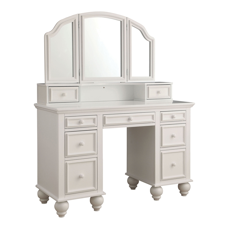 Furniture of America Tamarah Wood 3-Piece Bedroom Vanity Set in White