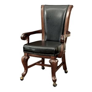 furniture of america enschede contemporary faux leather padded game arm chair (set of 2)