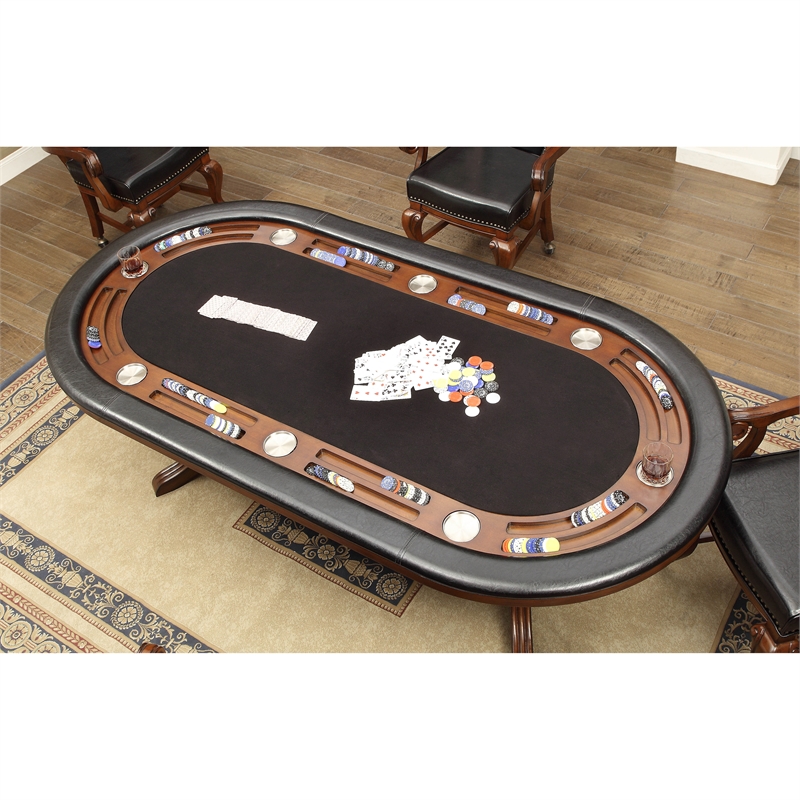 Furniture of America Enschede Solid Wood Gaming Table in Brown Cherry