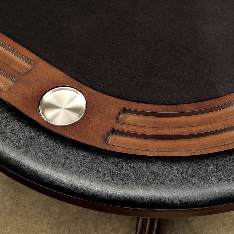 Furniture of America Enschede Solid Wood Gaming Table in Brown Cherry