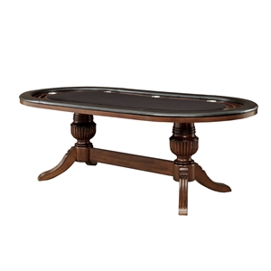 Furniture of America Enschede Solid Wood Gaming Table in Brown Cherry