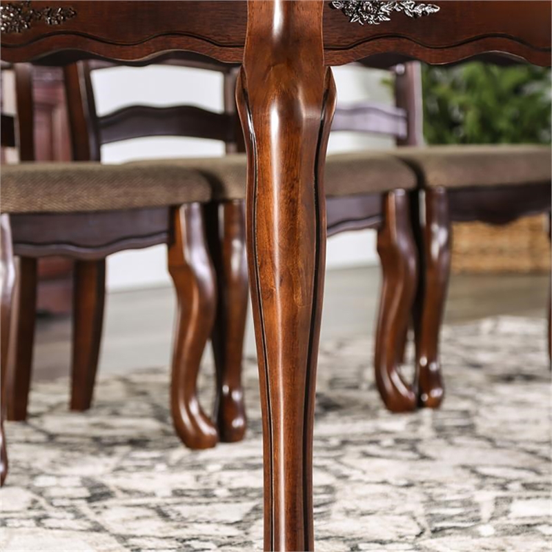 Furniture of America Pienne Transitional 7-Piece Wood Dining Set in Dark Walnut