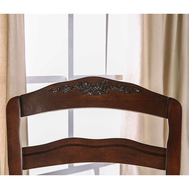 Furniture of America Pienne Transitional 7-Piece Wood Dining Set in Dark Walnut