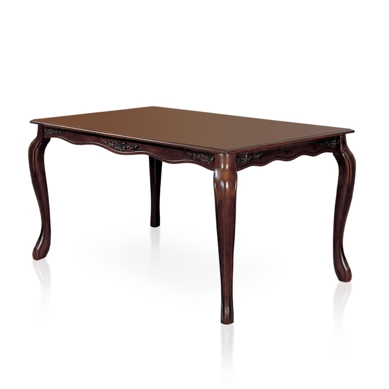 Furniture of America Pienne Transitional 7-Piece Wood Dining Set in Dark Walnut