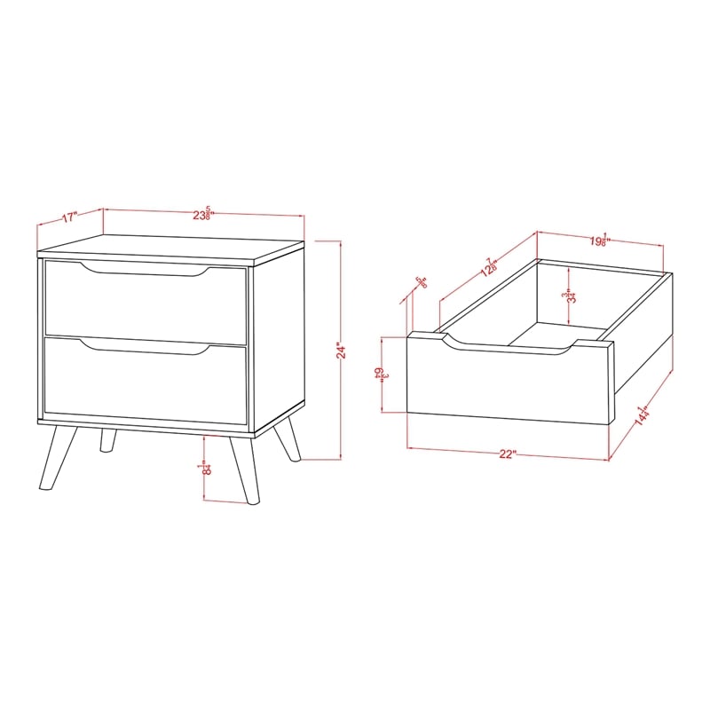 FOA Belkor 2-Piece Black Solid Wood Bedroom Set - Queen + Nightstand