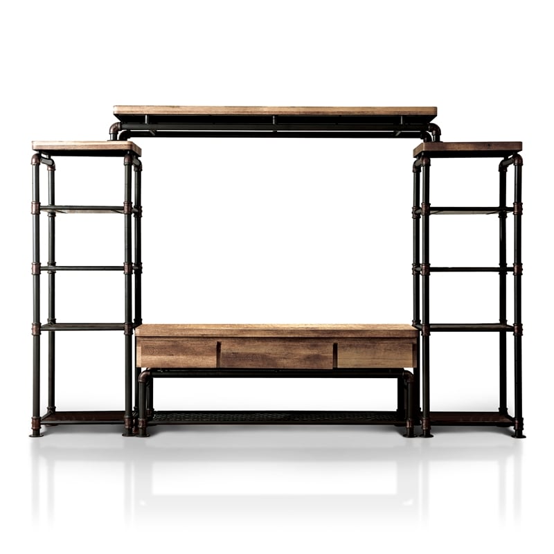 Furniture of America Cyprinus Industrial 60-inch TV Stand in Antique Black