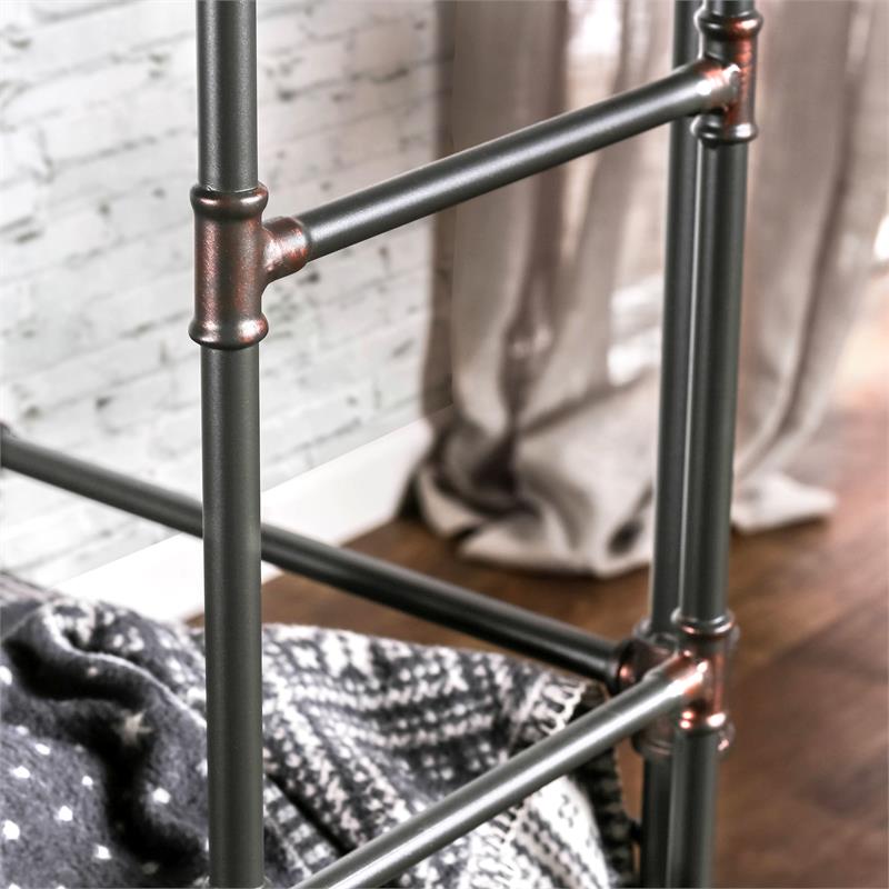 Furniture of America Bryon Metal Twin over Twin Bunk Bed in Antique Black