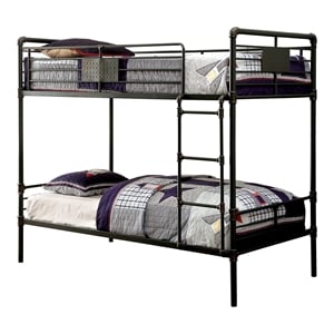 Furniture of America Bryon Metal Twin over Twin Bunk Bed in Antique Black