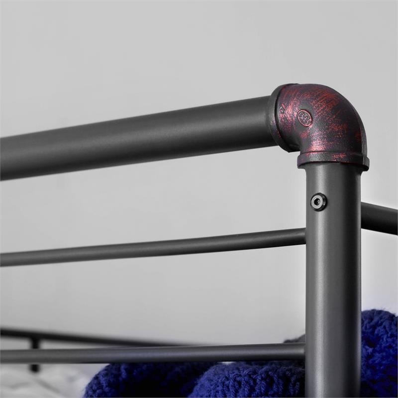 Furniture of America Bryon Metal Twin over Twin Bunk Bed in Antique Black