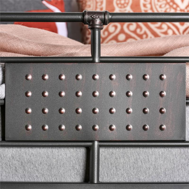 Furniture of America Bryon Metal Twin over Twin Bunk Bed in Antique Black